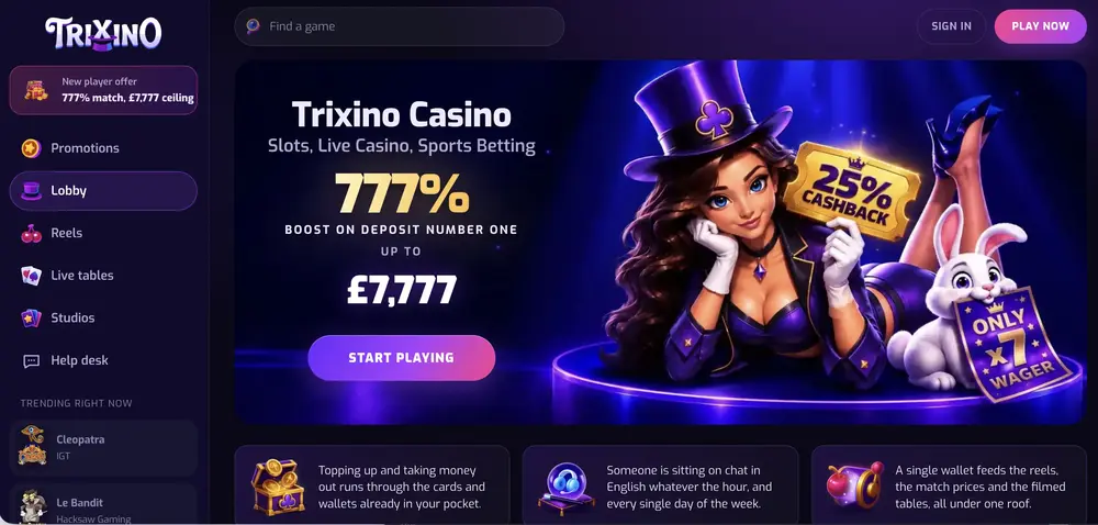 Casino-themed illustration for Trixino